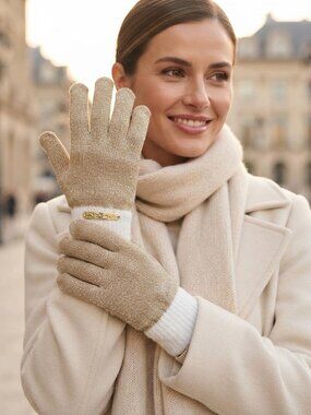 BEBE Gloves Beige /White with Logo